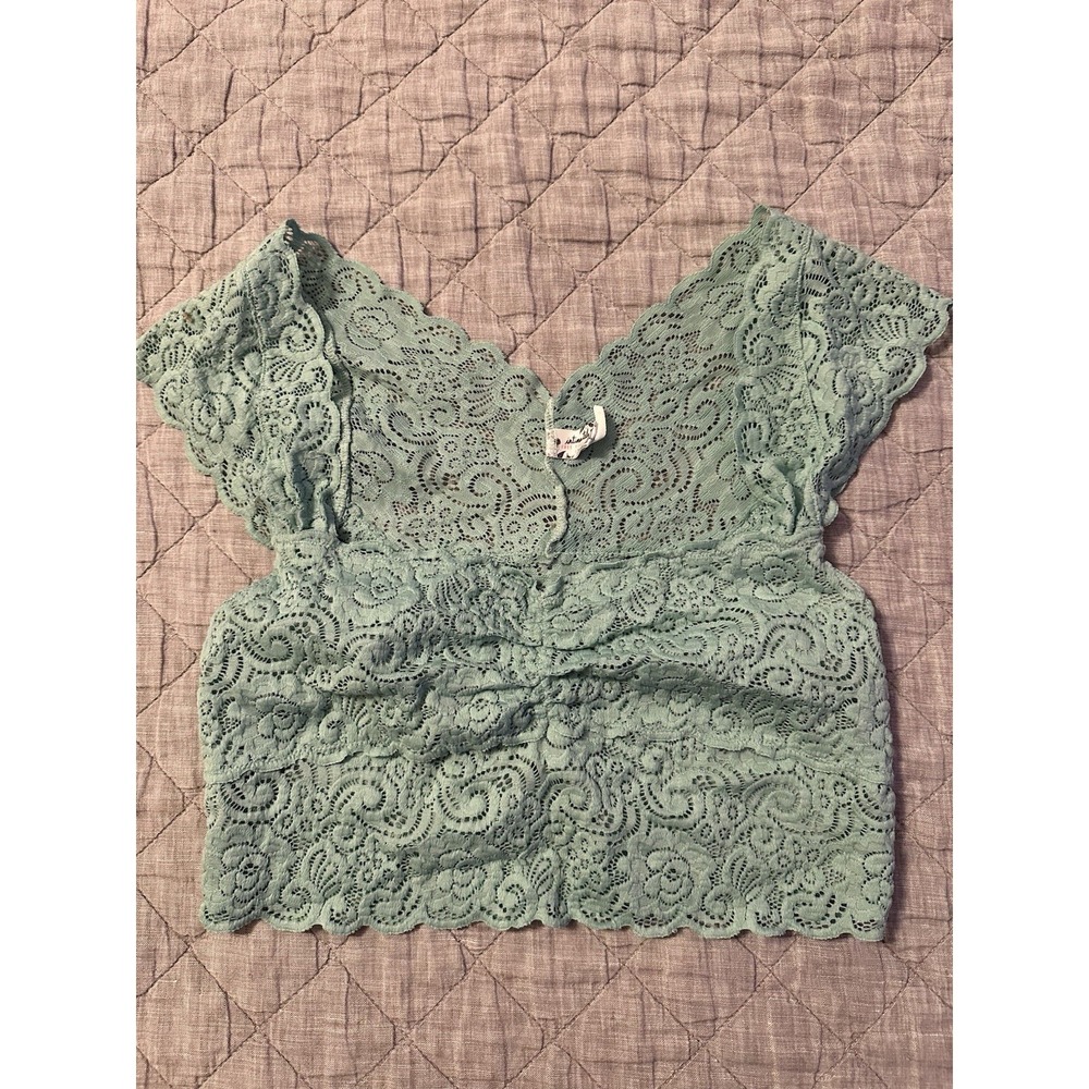 Intimately Free People Teal Lace Crop Top Small Lined Romantic Coquette Feminine